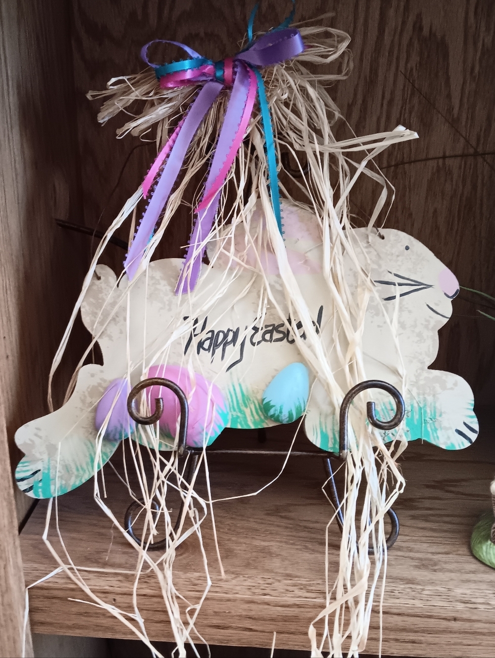 Wooden Door Hanging Easter Rabbit